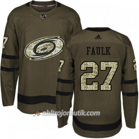 Män Ishockey Carolina Hurricanes Tröja Justin Faulk 27 Adidas 2017-2018 Camo Grön Authentic